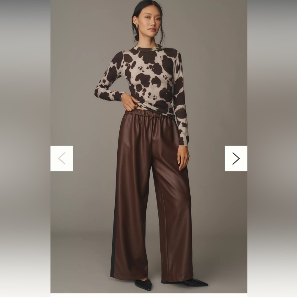 Anthropologie Maeve Faux-Leather Pull-on  Pants – brown – Size S – NWT